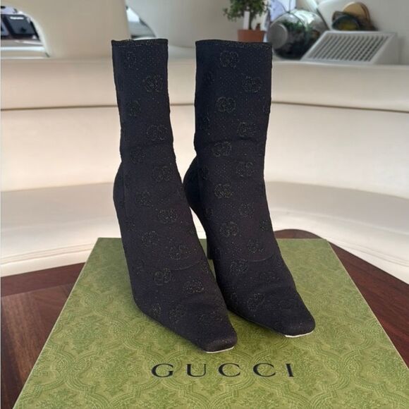 Gucci Black Heeled Boots with  Accents - Picture 1 of 15
